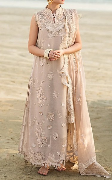 Zenia Beige Jacquard Suit | Pakistani Winter Dresses in USA- Image 2