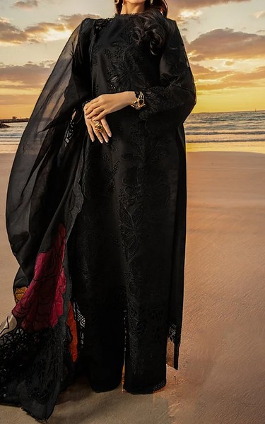 Zenia Black Lawn Suit | Pakistani Lawn Dress in USA- Image 1