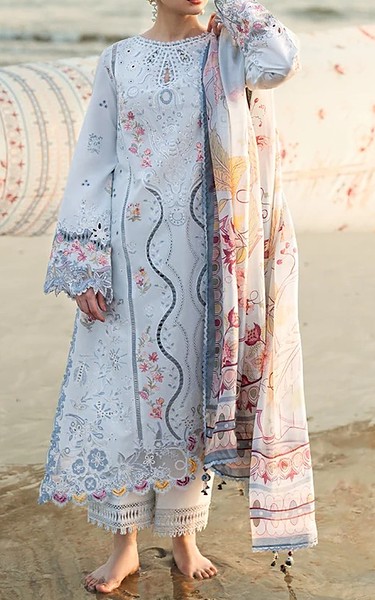 Zenia Powder Blue Lawn Suit | Pakistani Lawn Dress in USA- Image 1