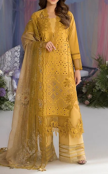 Zenia Mustard Lawn Suit | Pakistani Lawn Dress in USA- Image 1