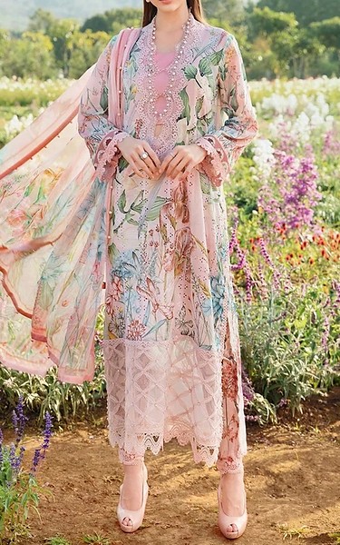 Zenia Peach Lawn Suit | Pakistani Lawn Dress in USA- Image 1