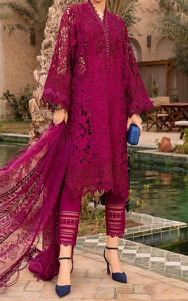 Zenia Magenta Lawn Suit | Pakistani Lawn Dress in USA- Image 1
