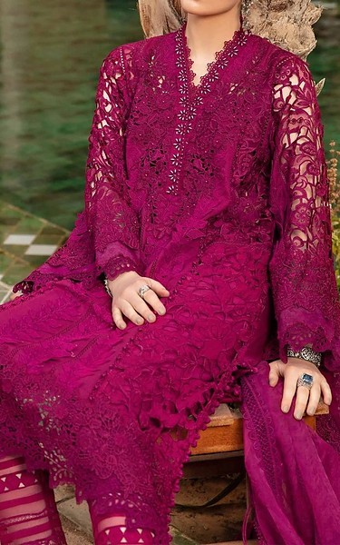 Zenia Magenta Lawn Suit | Pakistani Lawn Dress in USA- Image 2