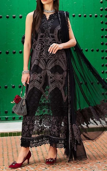 Zenia Black Lawn Suit | Pakistani Lawn Dress in USA- Image 1
