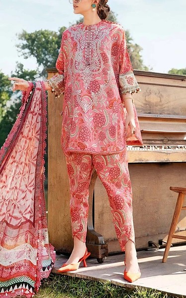 Zenia Pink Lawn Suit | Pakistani Lawn Dress in USA- Image 1