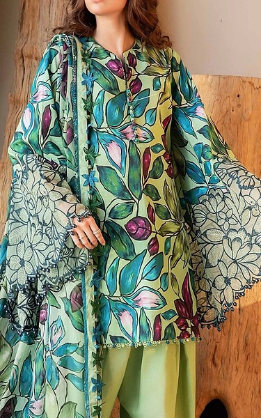 Zenia Green Lawn Suit | Pakistani Lawn Dress in USA- Image 2