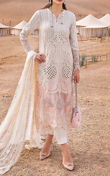 Zenia Ivory Dobby Suit | Pakistani Lawn Dress in USA- Image 1