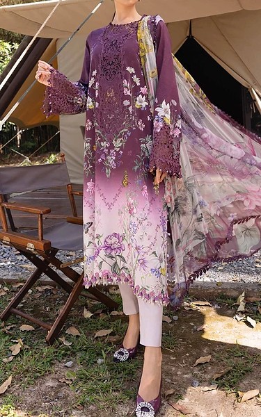 Zenia Plum Lawn Suit | Pakistani Lawn Dress in USA- Image 1