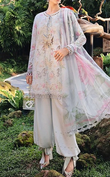 Zenia Slate Grey Lawn Suit | Pakistani Lawn Dress in USA- Image 1