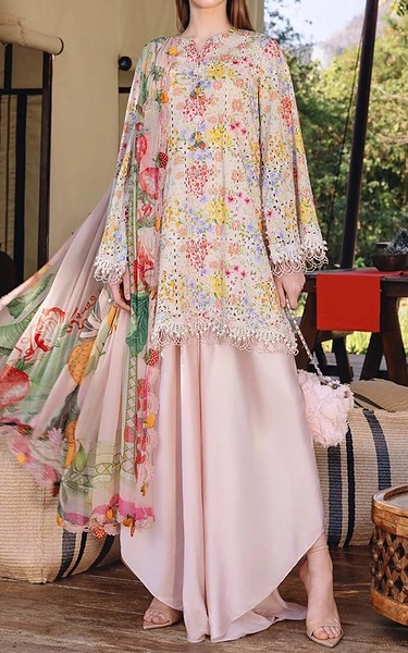 Zenia Peach Lawn Suit | Pakistani Lawn Dress in USA- Image 1