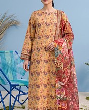 Adans Libas Sand Gold Lawn Suit- Pakistani Designer Lawn Suits