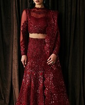 Maroon Organza Suit