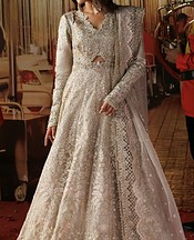 Afrozeh Pastel Grey Organza Suit- Pakistani Designer Chiffon Suit