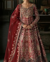 Afrozeh Maroon Raw Silk Suit- Pakistani Chiffon Dress