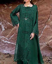 Afsanah Bottle Green Lawn Suit- Pakistani Lawn Dress