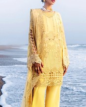 Afsanah Sand Gold Lawn Suit- Pakistani Designer Lawn Suits