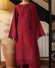 Afsanah Vivid Burgundy Lawn Suit- Pakistani Designer Lawn Suits