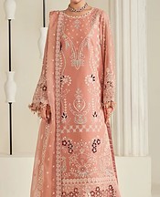 Alizeh Peach Chiffon Suit- Pakistani Designer Chiffon Suit