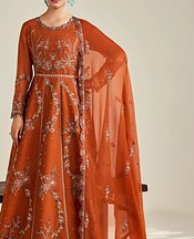 Alizeh Bright Orange Chiffon Suit- Pakistani Designer Chiffon Suit