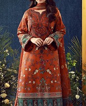 Asim Jofa Rust Cambric Suit- Pakistani Winter Clothing