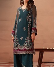 Teal Chiffon Suit (2Pcs)