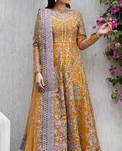 Ayzel Golden Yellow Organza Suit- Pakistani Designer Chiffon Suit