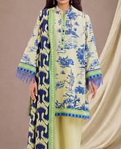 Off White/Blue Lawn Suit