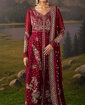 Daria Wine Chiffon Suit- Pakistani Designer Chiffon Suit