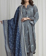 Edenrobe Dark Grey Lawn Suit- Pakistani Designer Lawn Suits