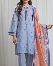 Edenrobe Cloudy Blue Lawn Suit- Pakistani Designer Lawn Suits