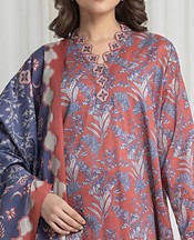 Edenrobe Coral/Blue Lawn Suit- Pakistani Lawn Dress