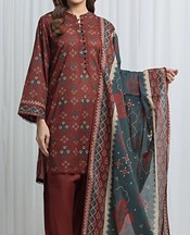 Edenrobe Wine Lawn Suit- Pakistani Designer Lawn Suits