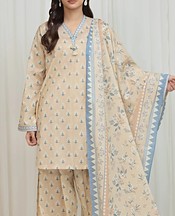Edenrobe Beige Lawn Suit- Pakistani Designer Lawn Suits