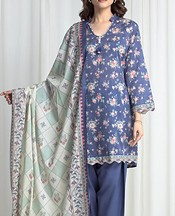 Edenrobe Blue Lawn Suit- Pakistani Designer Lawn Suits