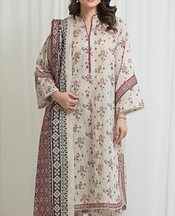 Edenrobe Beige Lawn Suit- Pakistani Designer Lawn Suits
