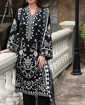 Edenrobe Black/Off White Cambric Suit- Pakistani Winter Dress