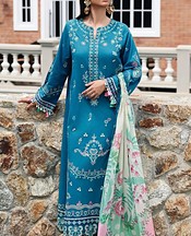 Edenrobe Teal Blue Cambric Suit- Pakistani Winter Dress