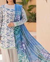 Ellena Off White/Blue Lawn Suit- Pakistani Designer Lawn Suits