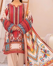 Faded Red/Oyster Pink Lawn Suit