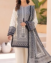 Ellena Off White/Black Lawn Suit- Pakistani Designer Lawn Suits