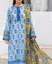 Off White/Blue Lawn Suit