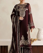 Farasha Wine Berry Chiffon Suit- Pakistani Chiffon Dress