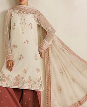Farasha Off White Chiffon Suit- Pakistani Designer Chiffon Suit