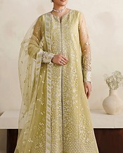 Farasha Light Olive Net Suit- Pakistani Chiffon Dress