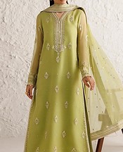 Farasha Olive Chiffon Suit- Pakistani Designer Chiffon Suit