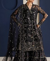 Farasha Black Net Suit- Pakistani Chiffon Dress