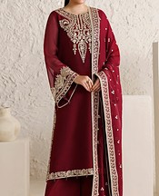 Farasha Maroon Chiffon Suit- Pakistani Chiffon Dress