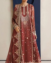 Farasha Sanguine Brown Chiffon Suit- Pakistani Chiffon Dress