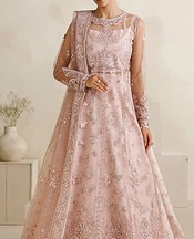 Farasha Oyster Pink Net Suit- Pakistani Designer Chiffon Suit