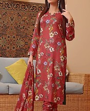 Feathers Dull Red Lawn Suit- Pakistani Designer Lawn Suits